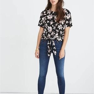 Madewell Silk Button-Back Tie Tee - NWT